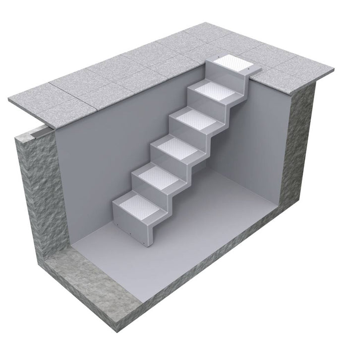 Pooltreppe Eleganz 60 I 5-stufig I Randbefestigung - lang I silbergrau