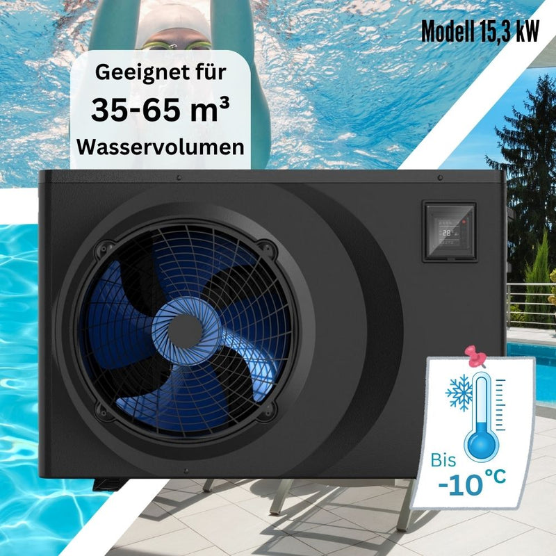Pool Wärmepumpe AquaForte Full Inverter 15,3 kW | bis 65 m³ I Heizen und Kühlen