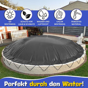 Aufblasbare Poolabdeckung Rundpool Ø 500 cm I Rund Pool 5 m I anthrazit (RAL7016) I mit Gummiseil