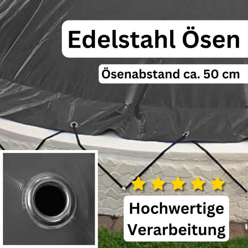 Aufblasbare Poolabdeckung Achtformpool 540 x 350 cm I Achtform Pool 5,4 x 3,5 m I grün (RAL6005) I mit Gummiseil