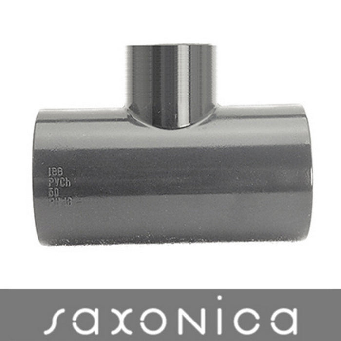 PVC Reduzier T-Stück 90° Ø50 x Ø25 x Ø50 mm PN 16 grau