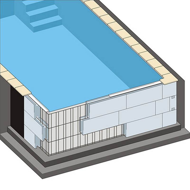 Rechteck Pool 600 x 300 x 150 cm EPS 40 I Grund-Set I inkl.Vlies und Poolfolie blau I ausgebildete Ecken