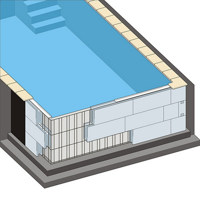 Rechteck Pool 600 x 300 x 150 cm EPS 40 I Grund-Set I inkl.Vlies und Poolfolie blau I ausgebildete Ecken