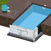Rechteck Pool 700 x 350 x 150 cm EPS 40 I Grund-Set I inkl.Vlies und Poolfolie blau I ausgebildete Ecken