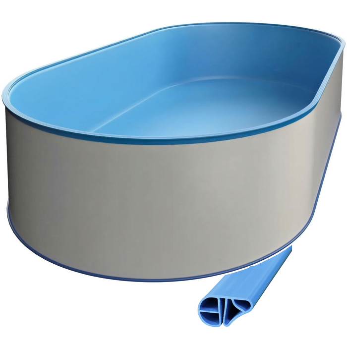 Oval Pool 800 x 400 x 150 cm I GRUND SET I Poolfolie blau 0,8 mm I BASIC Handlauf