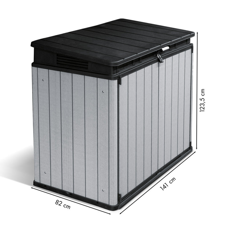 Pool Technikbox Sona ohne Inhalt I Holzoptik grau I unmontiert