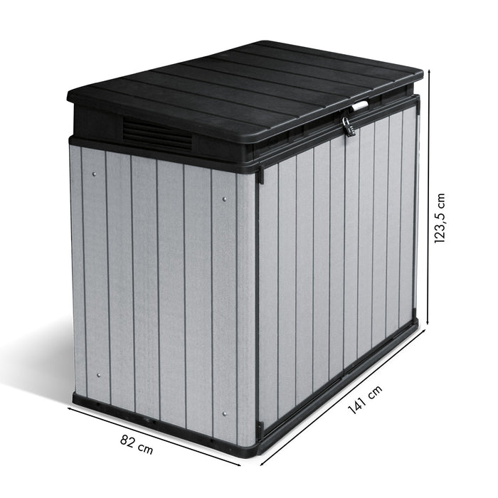 Pool Technikbox Sona ohne Inhalt I Holzoptik grau I unmontiert