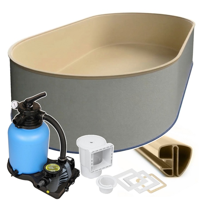 Oval Pool 623 x 360 x 150 cm I STARTER SET I Poolfolie sand  0,8 mm I Filteranlage I SPEZIAL Handlauf