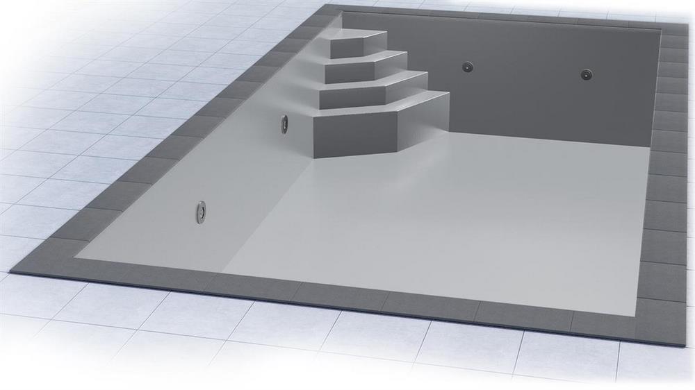 Poolfolie für Rechteckpool mit Treppe SMARAGD I 700 x 350 x 150 cm I 0,8 mm I hellgrau