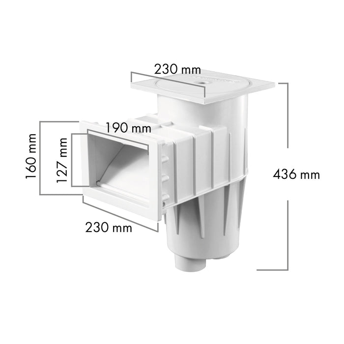 Skimmer PREMIUM I Klebeanschluss Ø63 mm und 2 Zoll IG I weiß