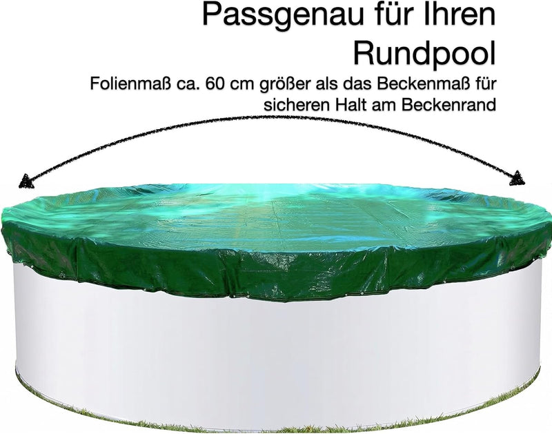 Welo Überwinterungs-Set Rundpool Ø 350 cm Poolabdeckung mit Poolkissen I 90 g