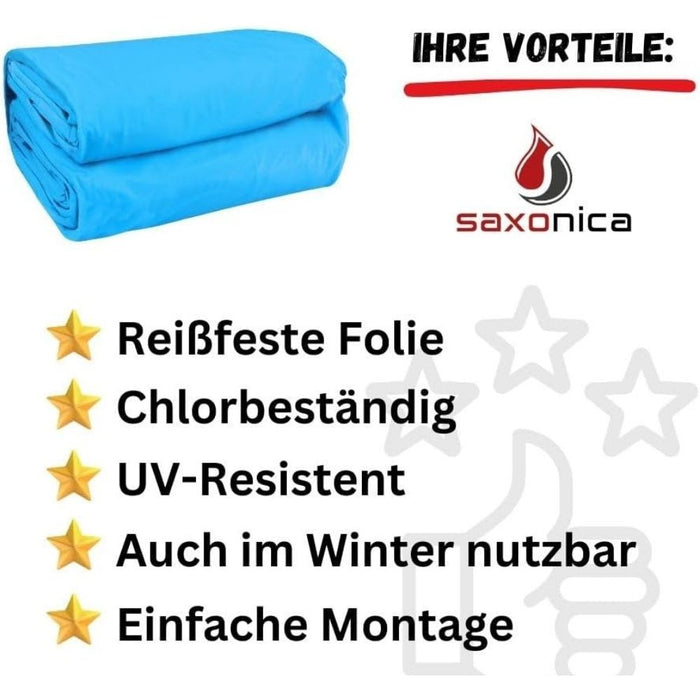 Poolfolie Rechteck Pool I 600 x 300 x 150 cm I 0,8 mm I blau I Keilbiese I ausgebildete Ecken