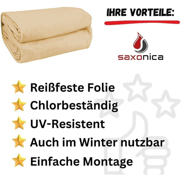 Poolfolie Rechteck Pool I 500 x 300 x 150 cm I 0,8 mm I sandfarben I Keilbiese I ausgebildete Ecken