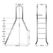 Poolleiter Classic 120/40 cm I 1x4 + 1x1-stufig I V2A Edelstahl Leiter Treppe