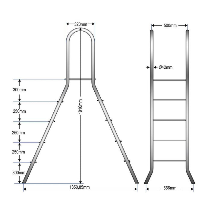 Poolleiter Classic 120/120 cm I 2 x 4-stufig I V2A Edelstahl Leiter Treppe