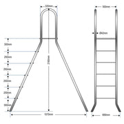 Poolleiter Classic 150/150 cm I 2 x 5-stufig I V2A Edelstahl Leiter Treppe
