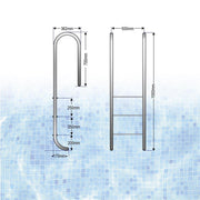 Pool Einbauleiter ENG 120 cm I 3-stufig I V2A Edelstahl Leiter