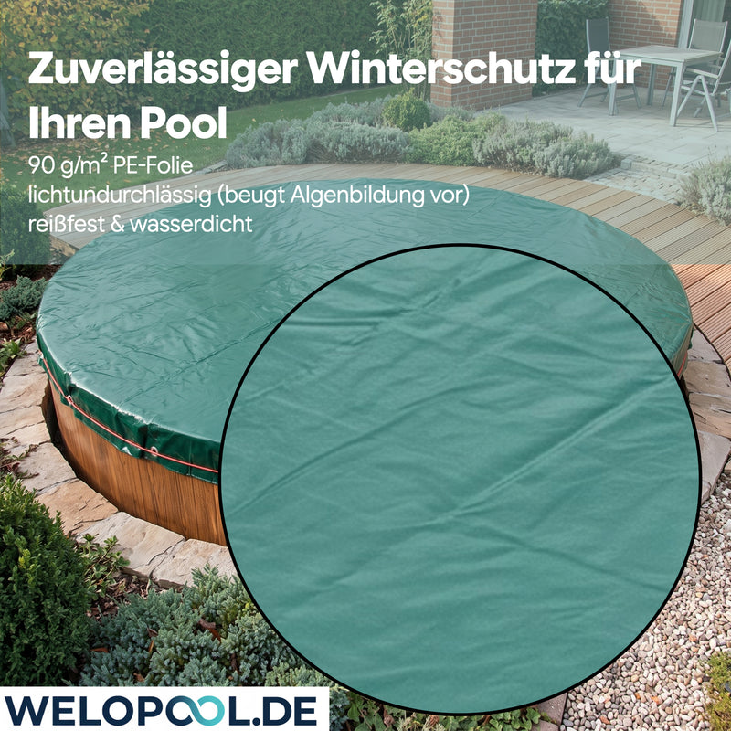 Welo Überwinterungs-Set Rundpool Ø 300-320 cm Poolabdeckung mit Poolkissen I 180 g