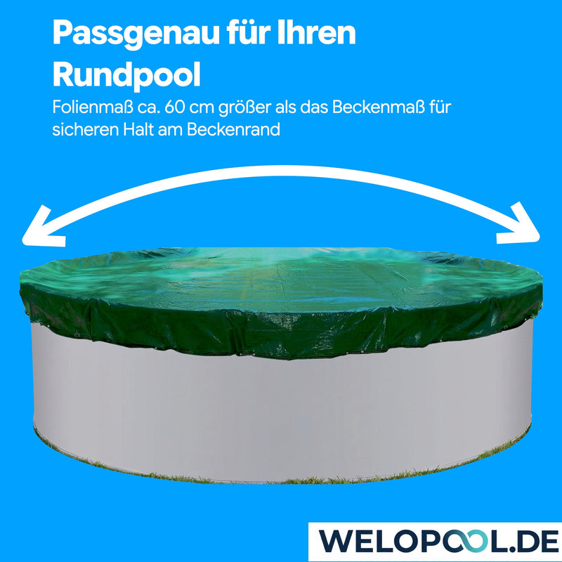Welo Überwinterungs-Set Rundpool Ø 300 cm Poolabdeckung mit Poolkissen I 90 g