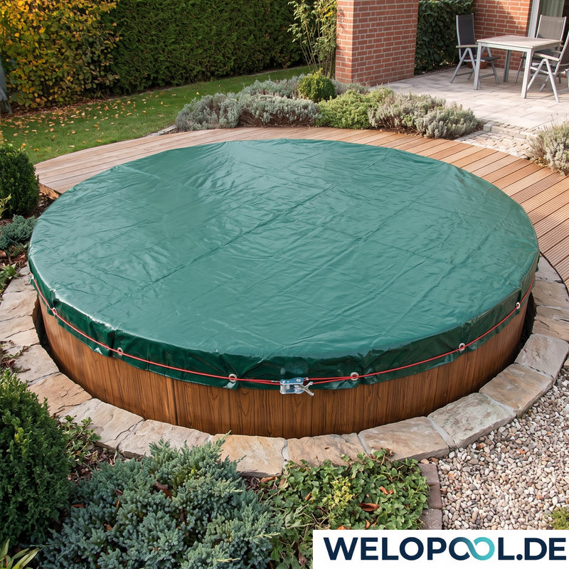 Welo Überwinterungs-Set Rundpool Ø 300-320 cm Poolabdeckung mit Poolkissen I 180 g