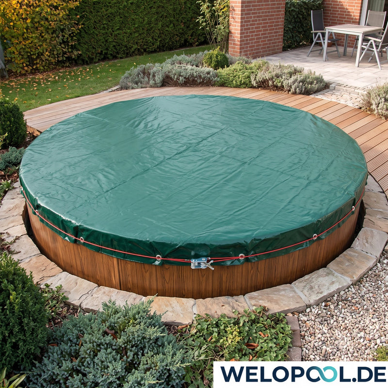 Welo Überwinterungs-Set Rundpool Ø 300 cm Poolabdeckung mit Poolkissen I 90 g