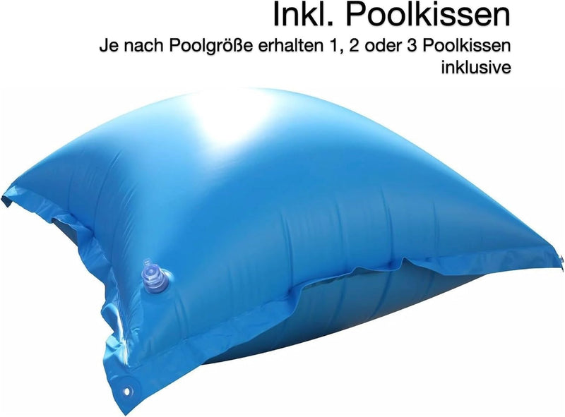 Welo Überwinterungs-Set Rundpool Ø 300-320 cm Poolabdeckung mit Poolkissen I 180 g