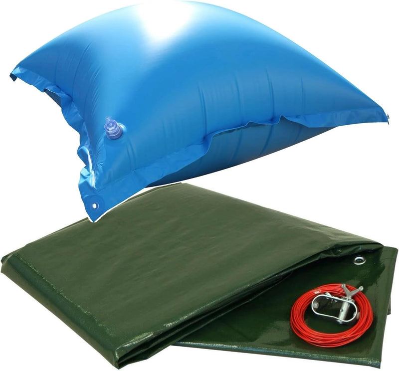 Welo Überwinterungs-Set Rundpool Ø 300-320 cm Poolabdeckung mit Poolkissen I 180 g