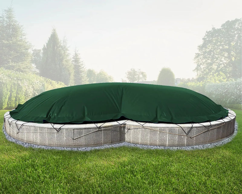Aufblasbare Poolabdeckung Achtformpool 540 x 350 cm I Achtform Pool 5,4 x 3,5 m I grün (RAL6005) I mit Gummiseil