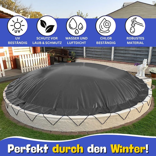 Aufblasbare Poolabdeckung Achtformpool 525 x 320 cm I Achtform Pool 5,25 x 3,2 m I anthrazit (RAL7016) I mit Gummiseil