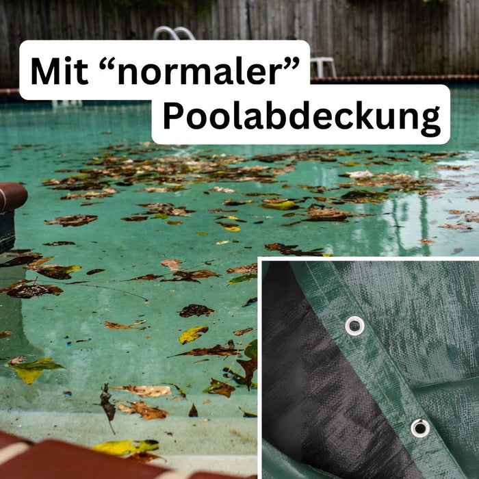 Aufblasbare Poolabdeckung Achtformpool 525 x 320 cm I Achtform Pool 5,25 x 3,2 m I blau (RAL5002) I mit Gummiseil