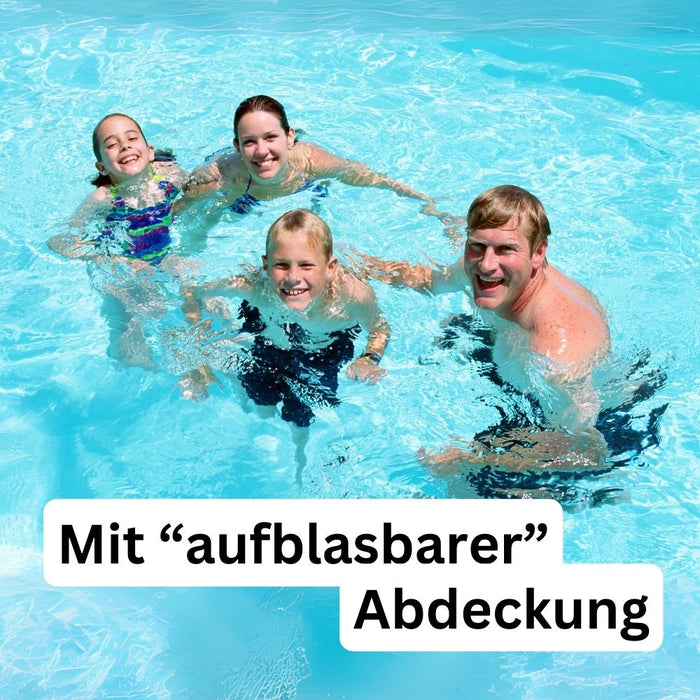 Aufblasbare Poolabdeckung Achtformpool 625 x 360 cm I Achtform Pool 6,25 x 3,6 m I anthrazit (RAL7016) I mit Gummiseil