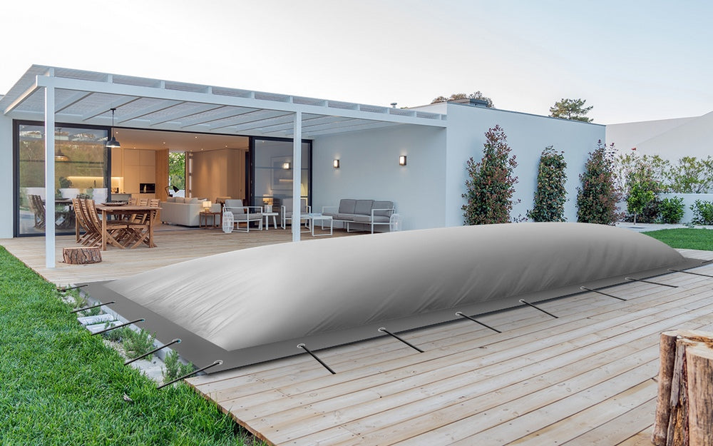 Aufblasbare Poolabdeckung Rechteckpool 700 x 300 cm I Rechteck 7 x 3 m I grau (RAL7038)