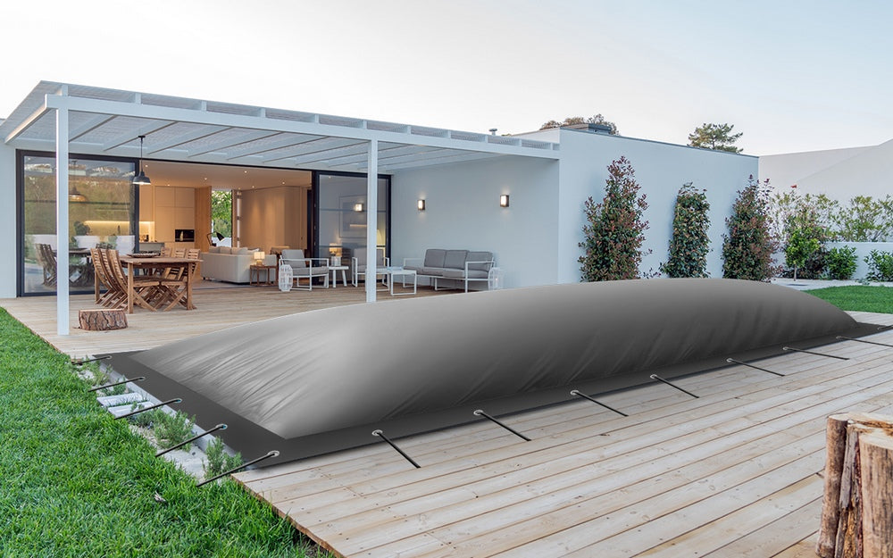 Aufblasbare Poolabdeckung Rechteckpool 900 x 500 cm I Rechteck 9 x 5 m I anthrazit (RAL7016)