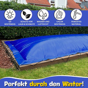 Aufblasbare Poolabdeckung Rechteckpool 900 x 500 cm I Rechteck Pool 9 x 5 m I blau (RAL5002) I mit Gummiseil