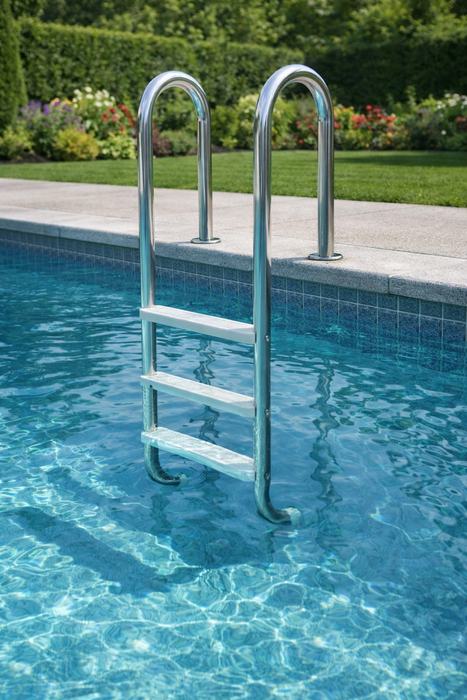 Pool Einbauleiter ENG 120 cm I 3-stufig I V2A Edelstahl Leiter mit Kunststoffstufen