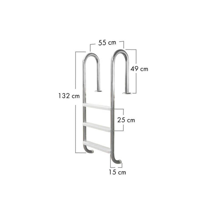 Pool Einbauleiter ENG 120 cm I 3-stufig I V2A Edelstahl Leiter mit Kunststoffstufen