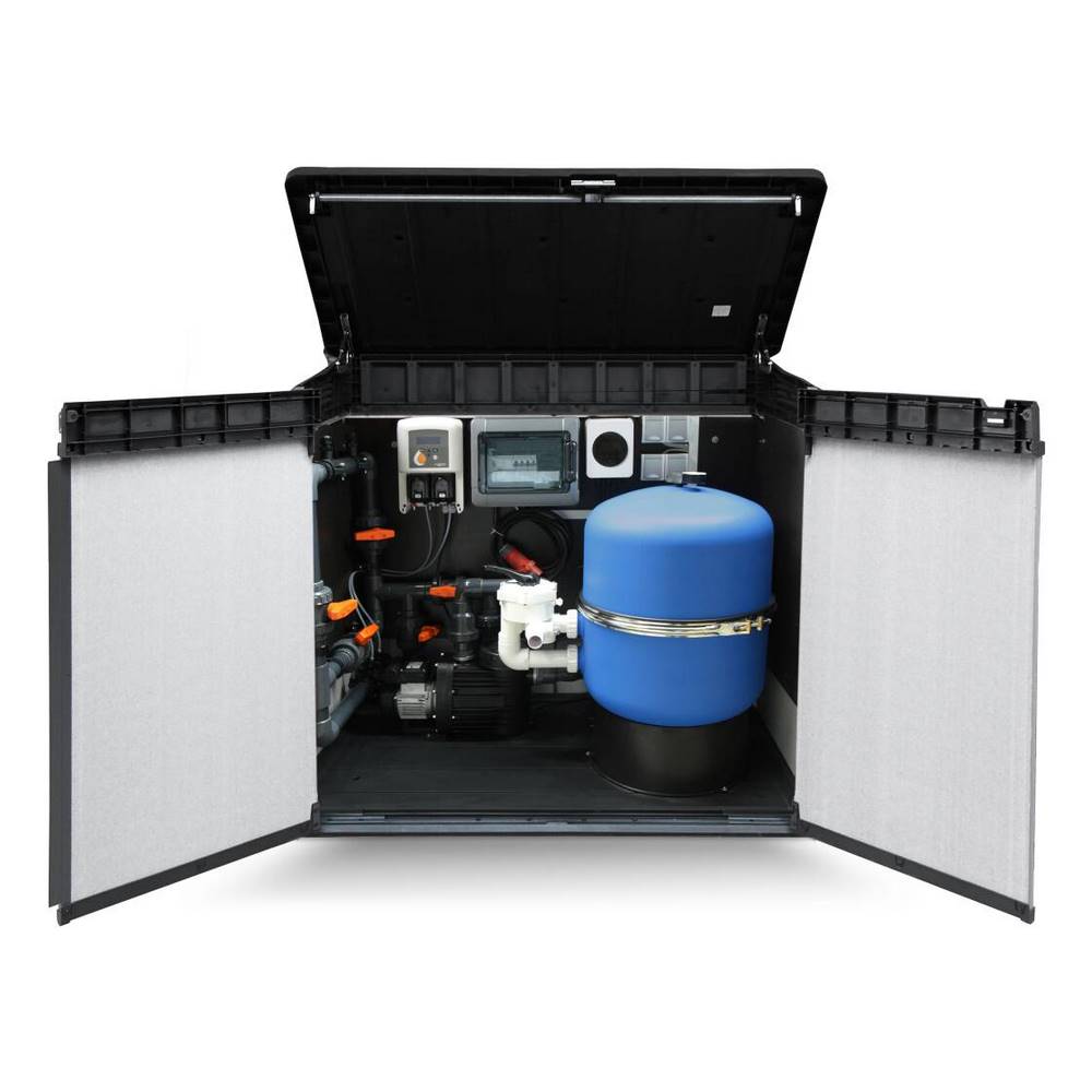 poolpumpen aufbewahrung Pool Technikbox | inklusive Chlor-/ pH Dosieranlage Rahmenhöhe:30 CM Ikea SKUBB 6er-Set textile CombinedListingChild