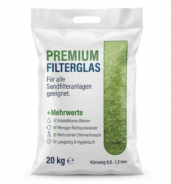 Filterglas 20 kg I Körnung 0,5 - 1,3 mm I PE-Sack I verpackt