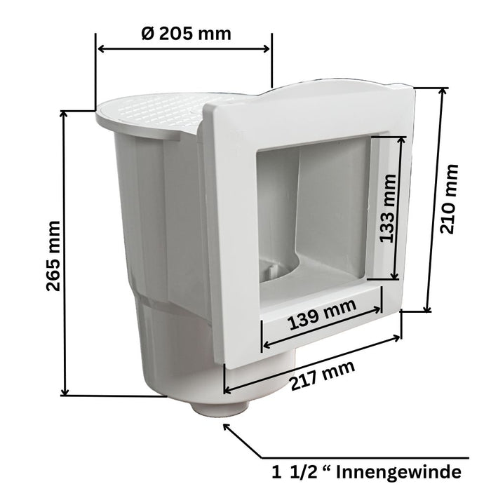 Skimmer Set BASIC mit Einlaufdüse 2" I Schlauchanschluss 38 mm I weiß