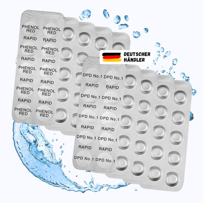 50x pH-Wert (Phenol Red) | 50x DPD No°1 (freies Chlor Rapid) Test-Tabletten für Schütteltester