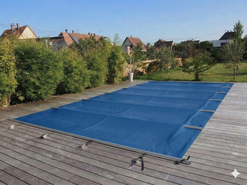 Welopool Rollschutzabdeckung VITROS ONE | rechteckig | 800 x 400 cm | Azurblau | Poolabdeckung Sicherheitsabdeckung Kindersicher Ganzjahresabdeckung Rollschutz Stabiles Aluminium
