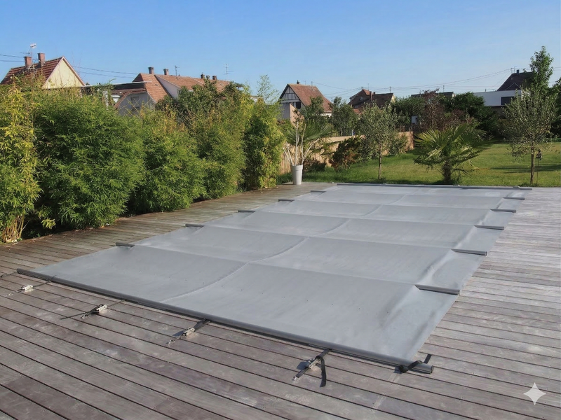 Welopool Rollschutzabdeckung VITROS ONE | rechteckig | 800 x 400 cm | Anthrazitgrau | Poolabdeckung Sicherheitsabdeckung Kindersicher Ganzjahresabdeckung Rollschutz Stabiles Aluminium
