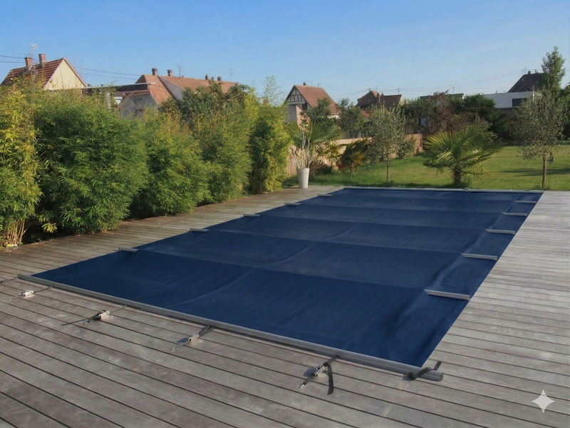 Welopool Rollschutzabdeckung VITROS ONE | rechteckig | pro m² | Nachtblau | Poolabdeckung Sicherheitsabdeckung Kindersicher Ganzjahresabdeckung Rollschutz Stabiles Aluminium