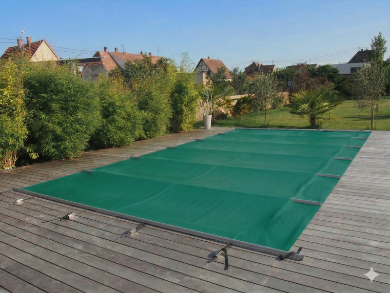 Welopool Rollschutzabdeckung VITROS ONE | rechteckig | pro m² | Schweizer Grün | Poolabdeckung Sicherheitsabdeckung Kindersicher Ganzjahresabdeckung Rollschutz Stabiles Aluminium