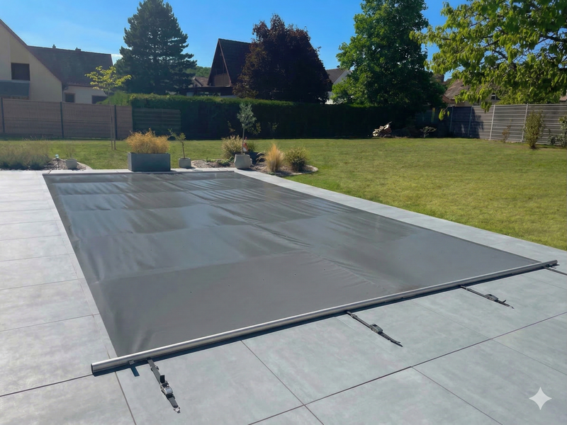 Welopool Rollschutzabdeckung VITROS PRO | rechteckig | 700 x 350 cm | Anthrazitgrau | Poolabdeckung Sicherheitsabdeckung Kindersicher Ganzjahresabdeckung Rollschutz Stabiles Aluminium