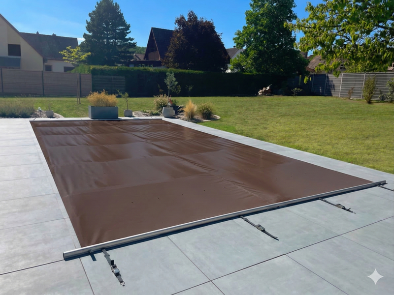 Welopool Rollschutzabdeckung VITROS PRO | rechteckig | 700 x 350 cm | Mokka | Poolabdeckung Sicherheitsabdeckung Kindersicher Ganzjahresabdeckung Rollschutz Stabiles Aluminium