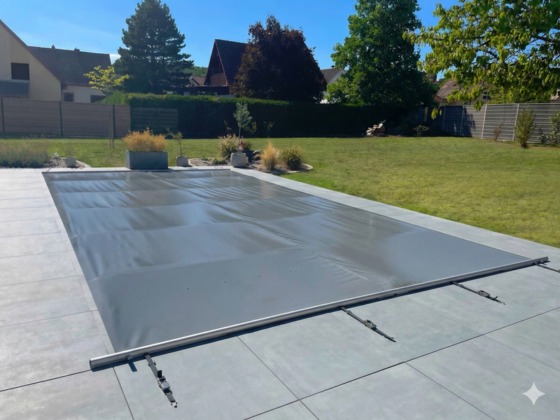 Welopool Rollschutzabdeckung VITROS PRO | rechteckig | 700 x 350 cm | Perlgrau | Poolabdeckung Sicherheitsabdeckung Kindersicher Ganzjahresabdeckung Rollschutz Stabiles Aluminium