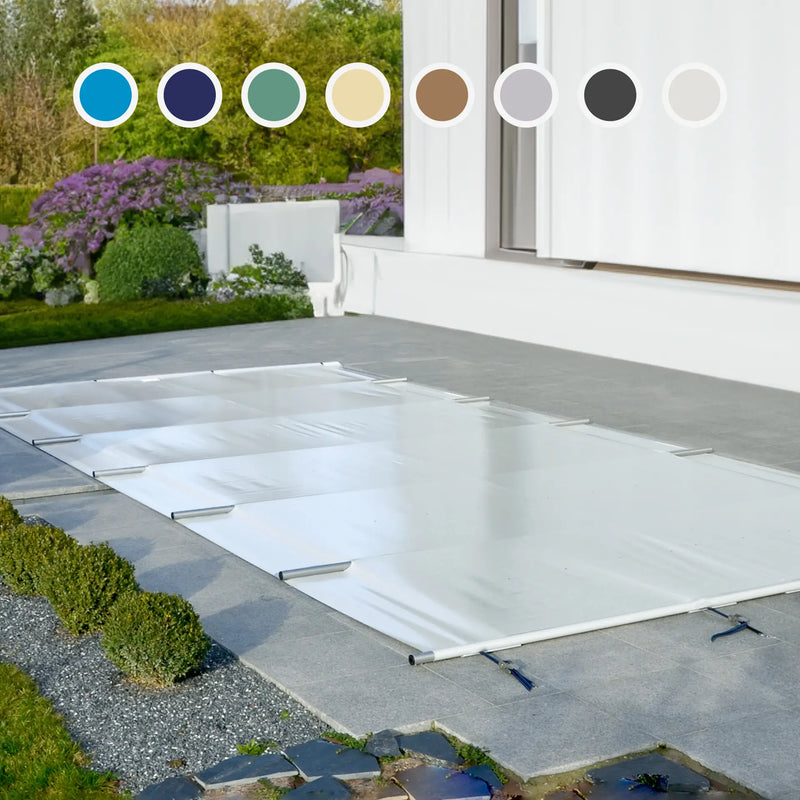 Welopool Rollschutzabdeckung VITROS ONE | rechteckig | 500 x 300 cm | Lichtgrau | Poolabdeckung Sicherheitsabdeckung Kindersicher Ganzjahresabdeckung Rollschutz Stabiles Aluminium
