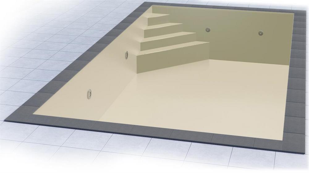 Poolfolie für Rechteckpool mit Treppe OBLIQUE I 700 x 350 x 150 cm I 0,8 mm I sandfarben
