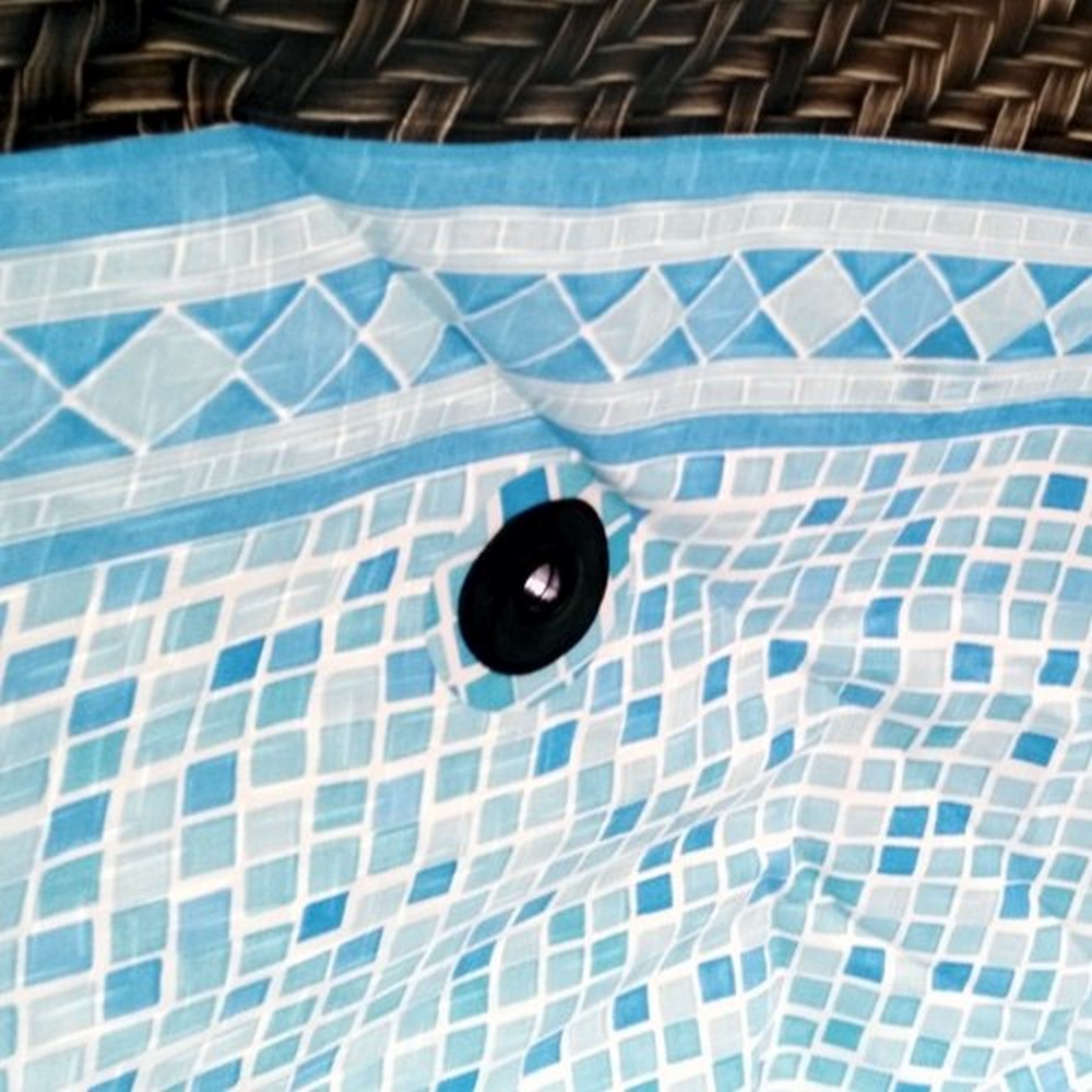 Frame Rund Pool SET mit Rattan / Mosaik Optik I Ø 427 x 107 cm I Farbe Hellgrau